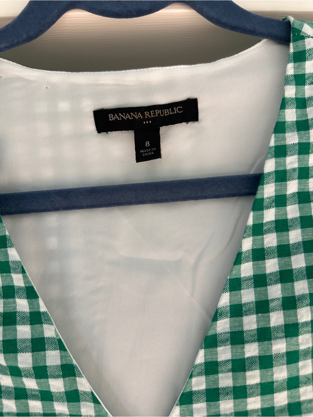Banana Republic Linen Blend Green Gingham Wrap Midi Dress 8 - Picture 4 of 15